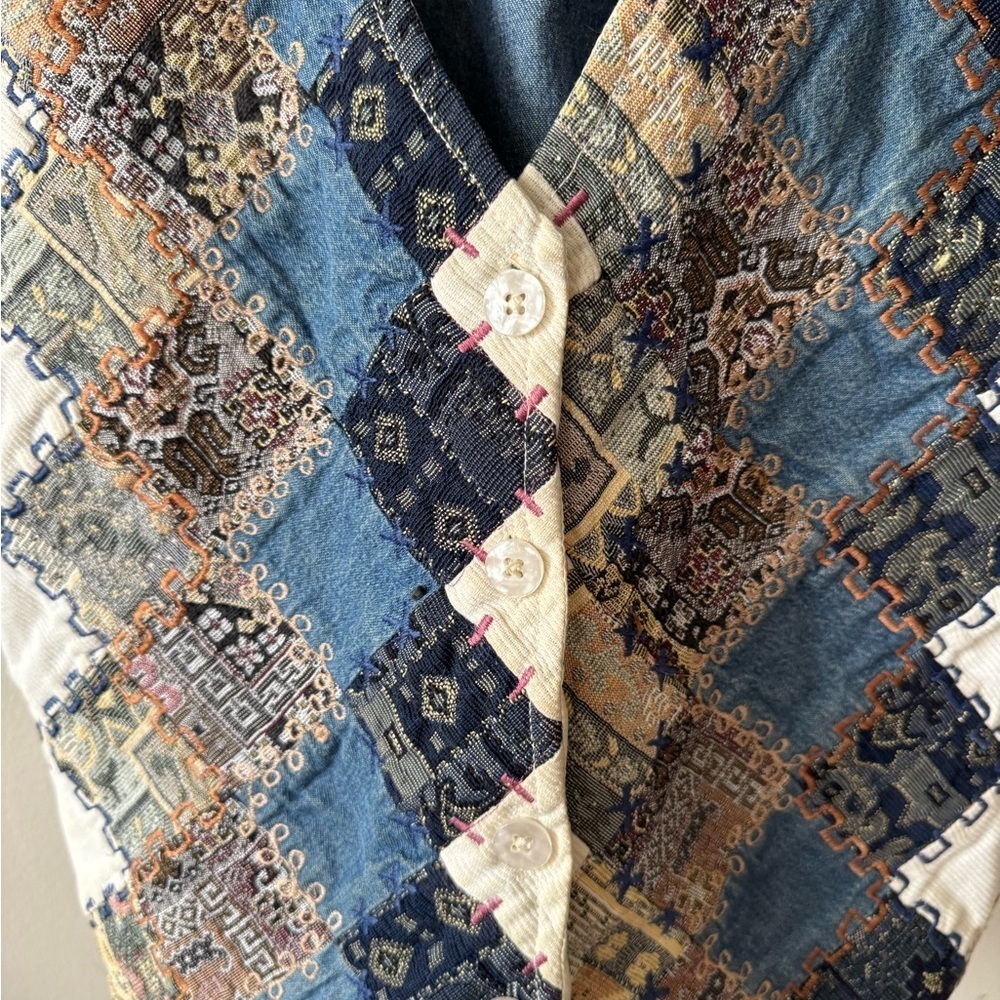 Chrysanthemum Patchwork & Denim Vest - Picture 4 of 6
